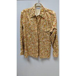 Larrimor's Vintage Orange Floral Button-Down Shirt